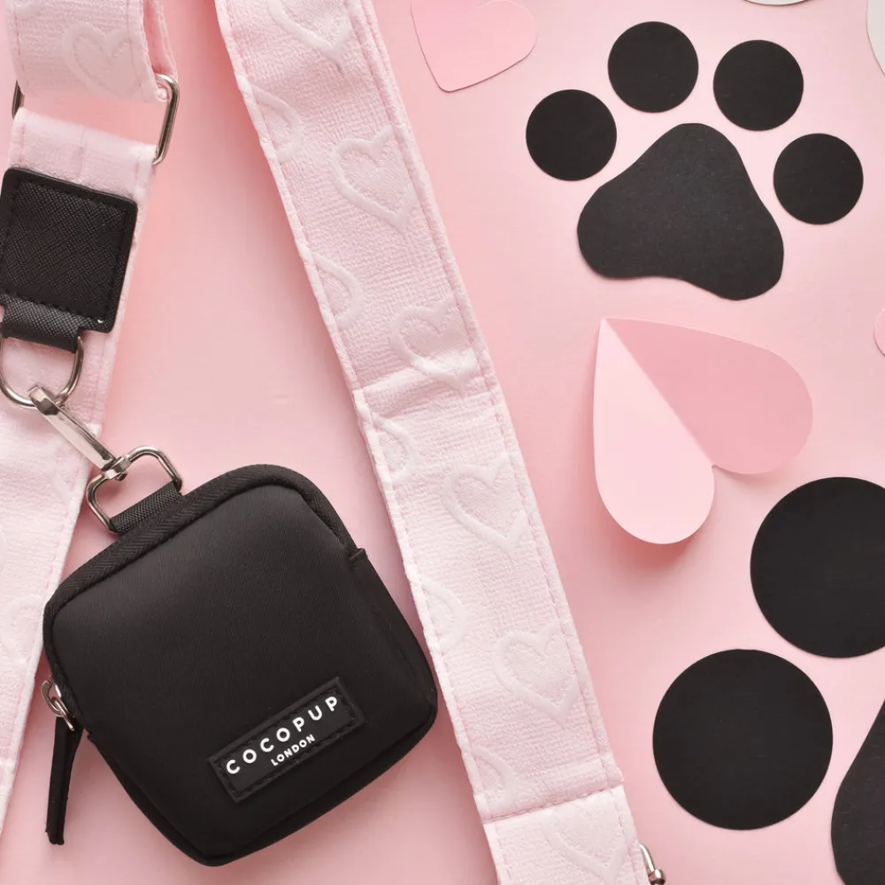 Cocopup Classic Bag Bundles-Luxe Dog Walking Black Bag Bundle - Baby Pink Heart