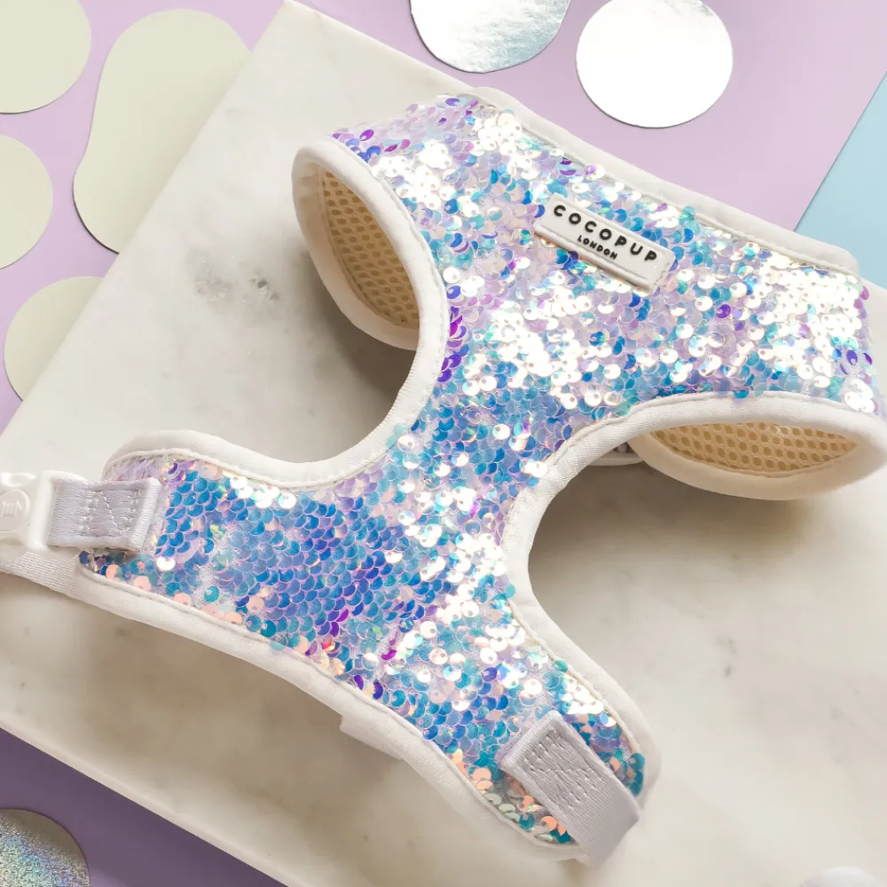 Cocopup Adjustable Neck Harnesses | Special Occassion Harnesses ✨-LUXE Party Holographic Sequin HARNESS