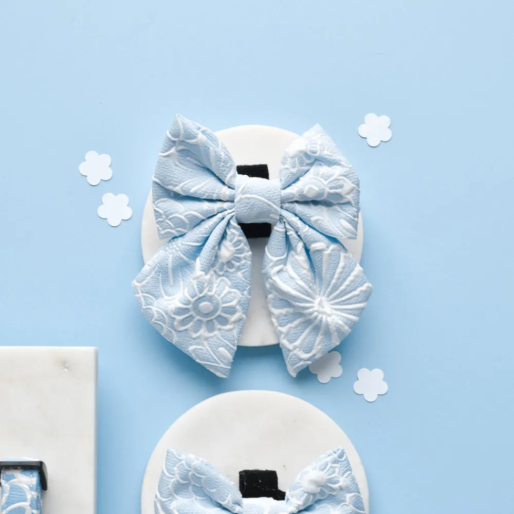 Cocopup Sailor Bow Ties-Luxe Sailor Bow Tie - Baby Blue Flower