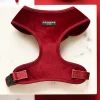 Cocopup Adjustable Neck Harnesses-LUXE Velvet Adjustable Neck HARNESS - Berry Red