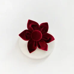 Cocopup Collar Flowers-LUXE Velvet Berry Red Collar Flower