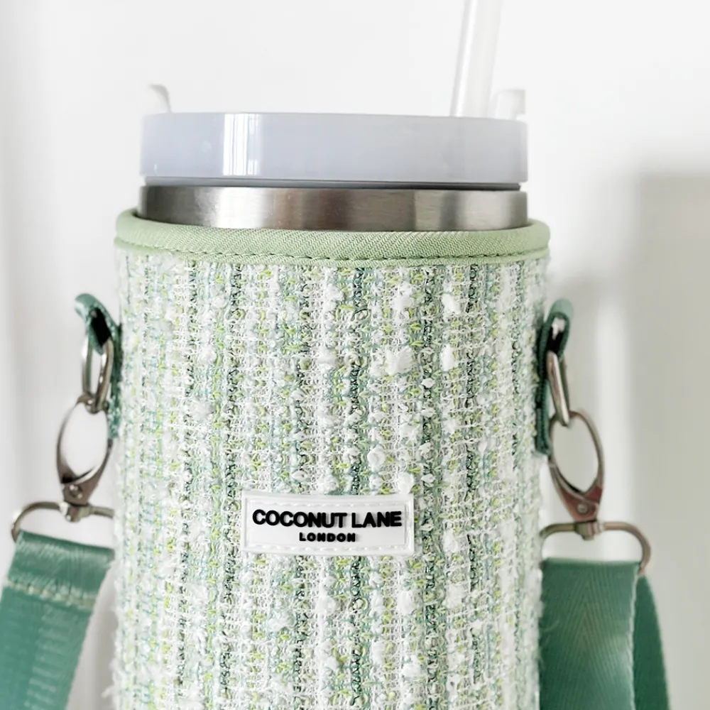 Cocopup Tumbler Carry Cases-Matcha Textured Tweed Tumbler Carry Case by Coconut Lane