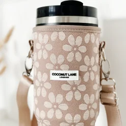 Cocopup Tumbler Carry Cases-Mocha Flower Tumbler Carry Case by Coconut Lane