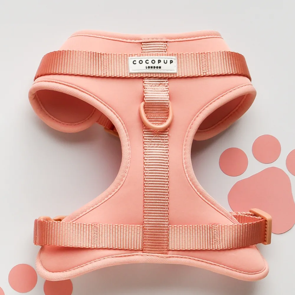 Cocopup Nakd D-Ring Harnesses | Adjustable Neck Harnesses-NAKD Adjustable Neck Harness - Peach Floof