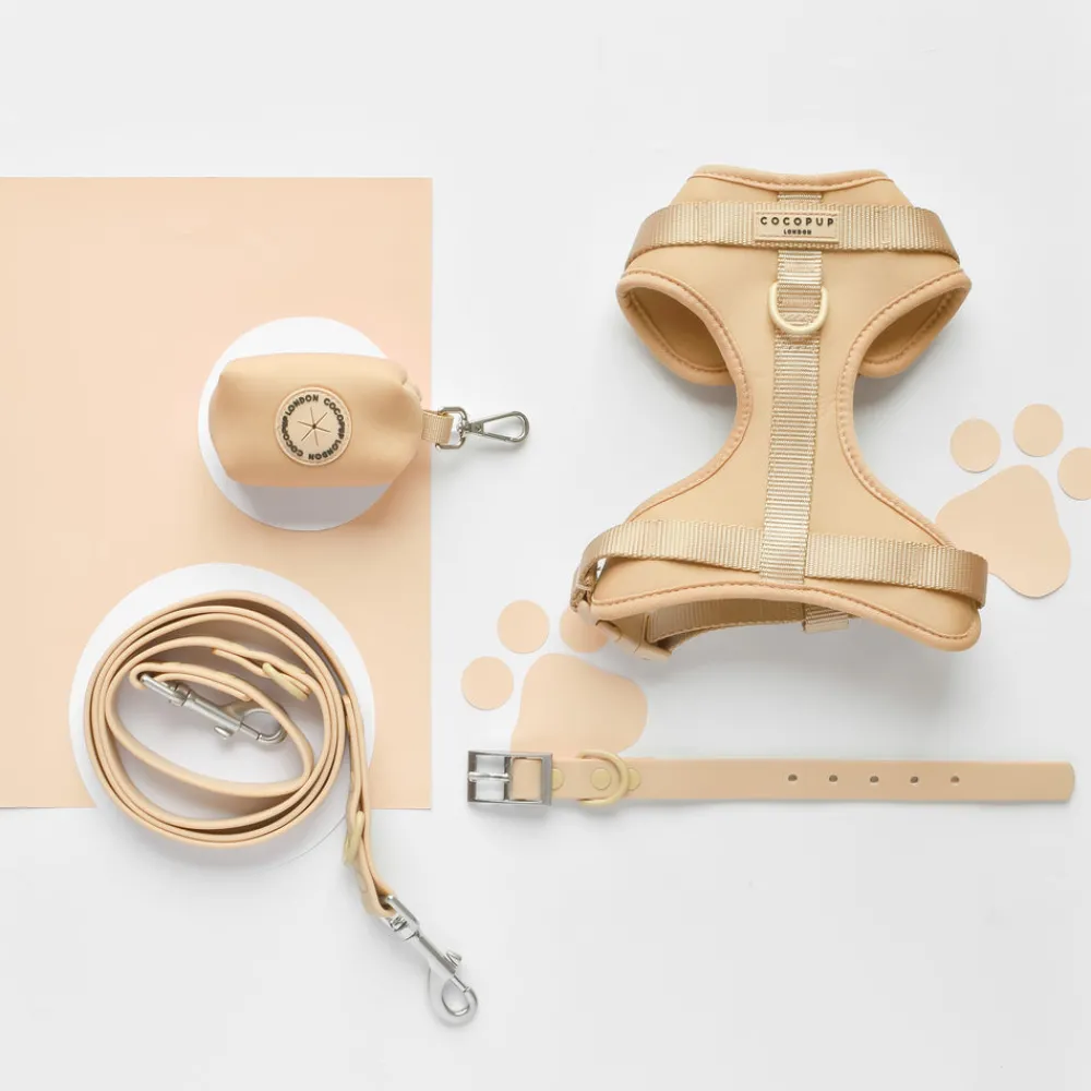 Cocopup Nakd D-Ring Harnesses | Nakd D-Ring Harness Bundles-NAKD Adjustable Neck Harness, Lead, Collar & Poop Bag Holder Bundle - Biscuit