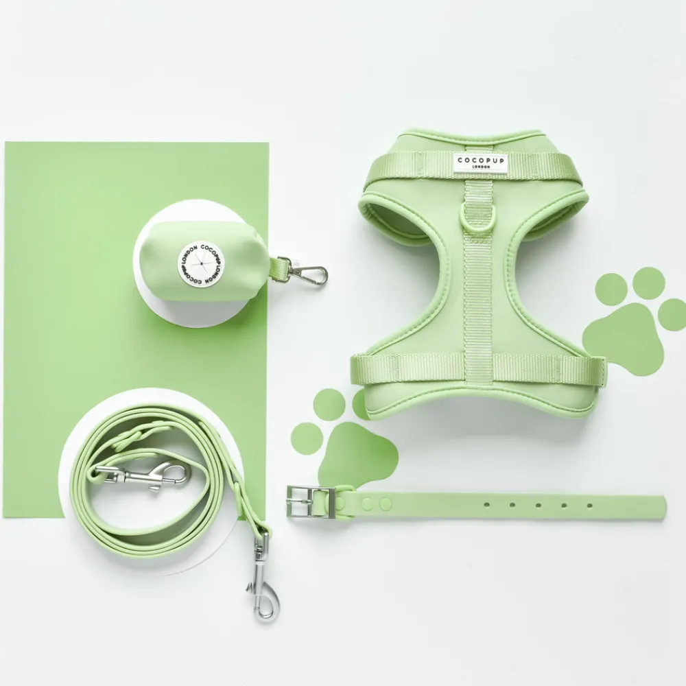 Cocopup Nakd D-Ring Harnesses | Nakd D-Ring Harness Bundles-NAKD Adjustable Neck Harness, Lead, Collar & Poop Bag Holder Bundle - Matcha