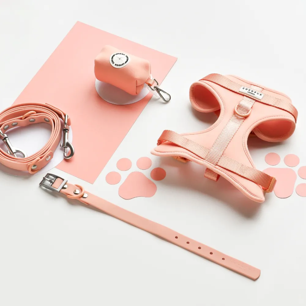 Cocopup Nakd D-Ring Harnesses | Adjustable Neck Harnesses-NAKD Adjustable Neck Harness - Peach Floof