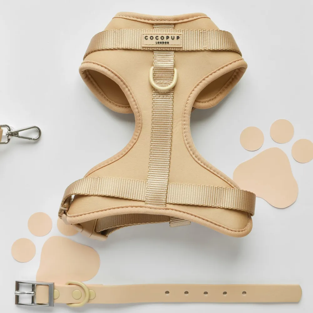 Cocopup Nakd D-Ring Harnesses | Nakd D-Ring Harness Bundles-NAKD Adjustable Neck Harness, Lead, Collar & Poop Bag Holder Bundle - Biscuit