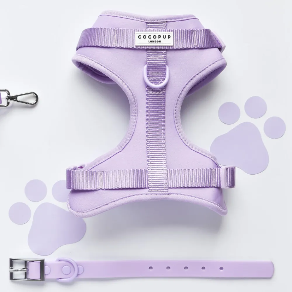 Cocopup Nakd D-Ring Harnesses | Nakd D-Ring Harness Bundles-NAKD Adjustable Neck Harness, Lead, Collar & Poop Bag Holder Bundle - Parma Violets