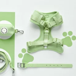 Cocopup Nakd D-Ring Harnesses | Nakd D-Ring Harness Bundles-NAKD Adjustable Neck Harness, Lead, Collar & Poop Bag Holder Bundle - Matcha