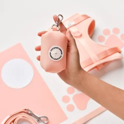 Cocopup Nakd D-Ring Harness Bundles | Nakd D-Ring Harnesses-NAKD Adjustable Neck Harness, Lead, Collar & Poop Bag Holder Bundle - Peach Floof