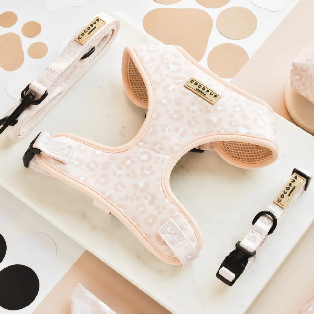 Cocopup Adjustable Harness Bundles-Nude Chic Leopard Adjustable Neck Harness, Lead & Collar Bundle