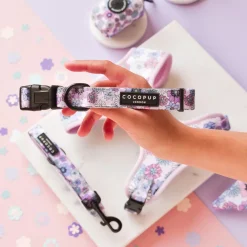Cocopup Adjustable Harness Bundles-Pastel Flowers Adjustable Neck Harness, Lead & Collar Bundle