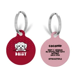 Cocopup Personalised Id Tags-Personalised Dog Cartoon ID Tag - Cable Knit Mulled Pup Wine