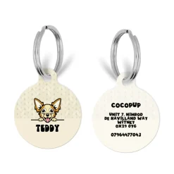 Cocopup Personalised Id Tags-Personalised Dog Cartoon ID Tag - Cable Knit Vanilla Puppuccino