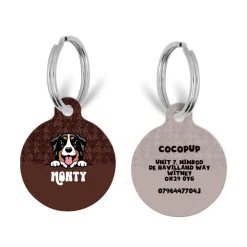 Cocopup Personalised Id Tags-Personalised Dog Cartoon ID Tag - Cable Knit Hot Coco