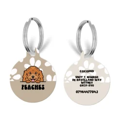 Cocopup Personalised Id Tags-Personalised Dog Cartoon ID Tag - Mocha Flower