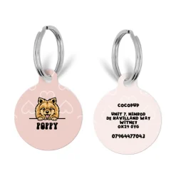 Cocopup Personalised Id Tags-Personalised Dog Cartoon ID Tag - Pink Heart