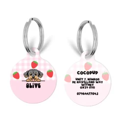Cocopup Personalised Id Tags-Personalised Dog Cartoon ID Tag - Strawberry Picnic Pup