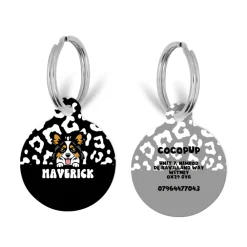 Cocopup Personalised Id Tags-Personalised Dog Cartoon ID Tag - Black Leopard