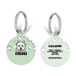 Cocopup Personalised Id Tags-Personalised Dog Cartoon ID Tag - Sage Leopard