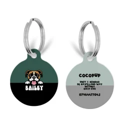 Cocopup Personalised Id Tags-Personalised Dog Cartoon ID Tag - Khaki