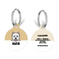 Cocopup Personalised Id Tags-Personalised Dog Cartoon ID Tag - Beige