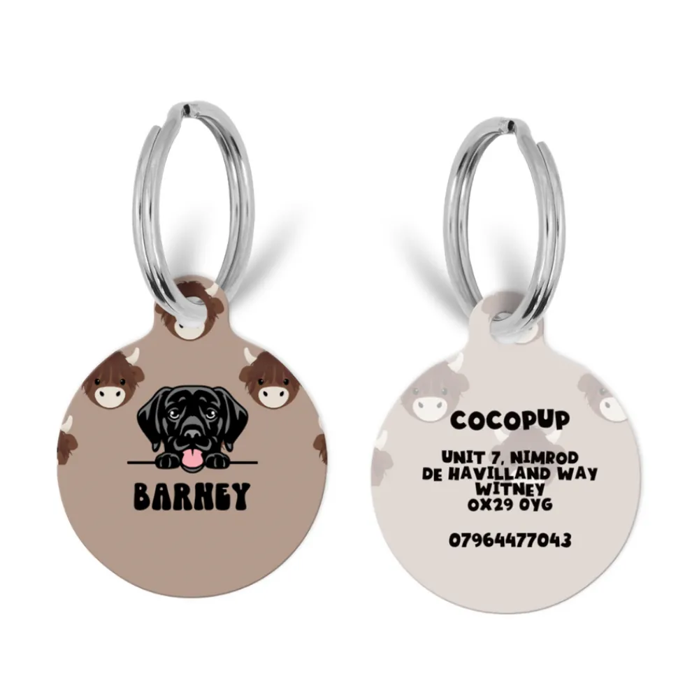 Cocopup Personalised Id Tags-Personalised Dog Cartoon ID Tag - Harold the Highland Cow