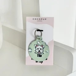 Cocopup Personalised Id Tags-Personalised Dog Cartoon ID Tag - Sage Leopard