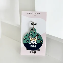 Cocopup Personalised Id Tags-Personalised Dog Cartoon ID Tag - Khaki Leopard
