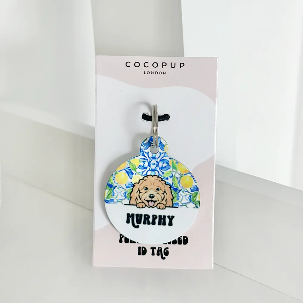 Cocopup Personalised Id Tags-Personalised Dog Cartoon ID Tag - Amalfi Lemon