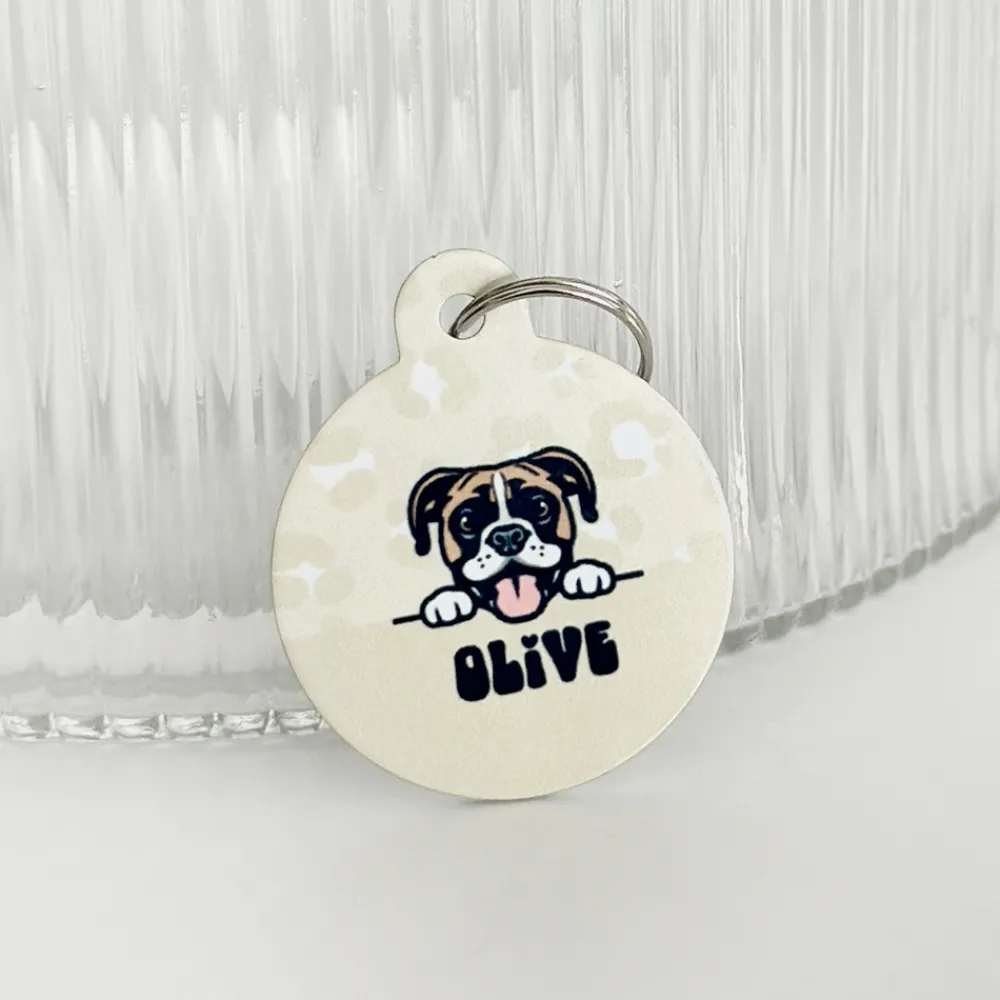 Cocopup Personalised Id Tags-Personalised Dog Cartoon ID Tag - Nude Chic Leopard