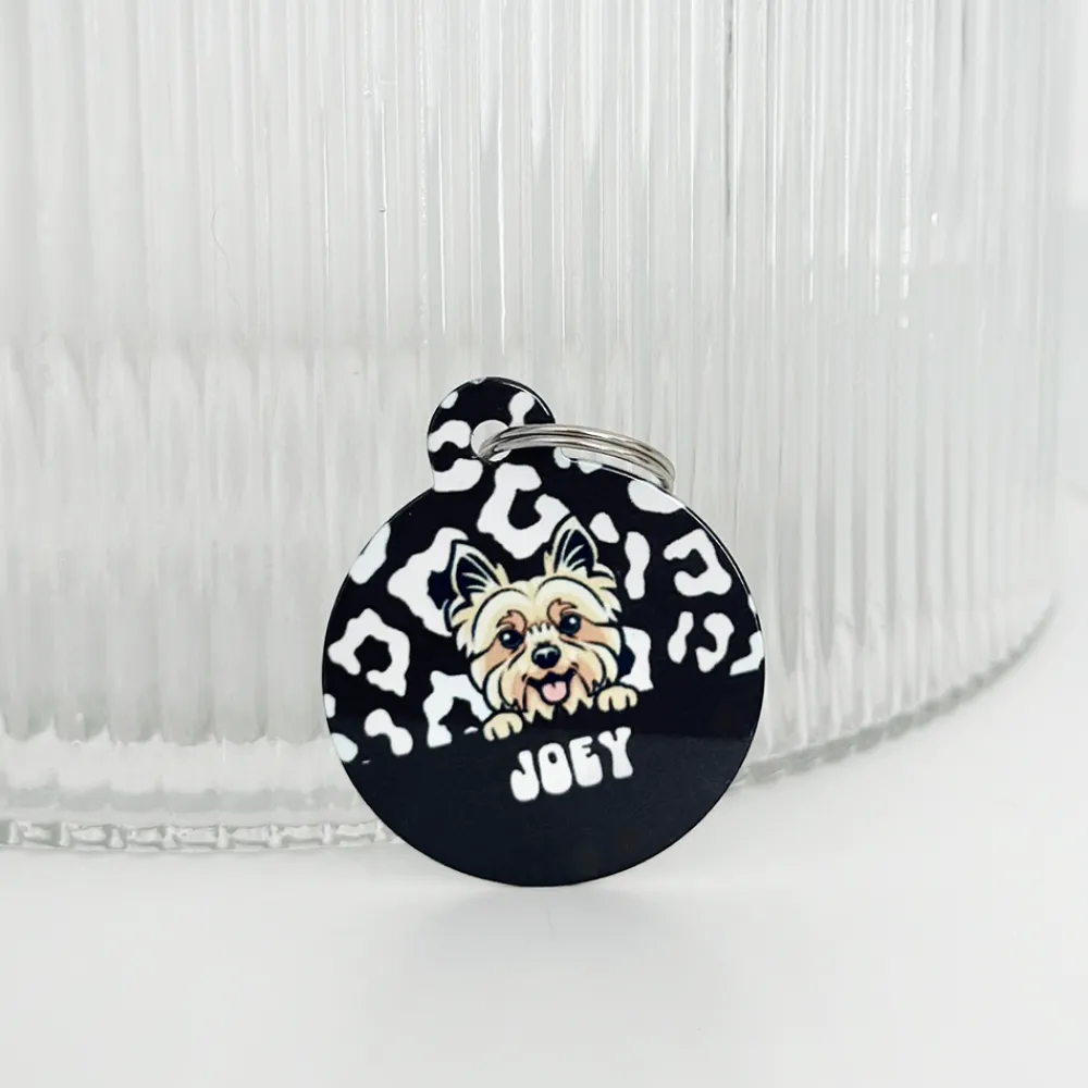 Cocopup Personalised Id Tags-Personalised Dog Cartoon ID Tag - Black Leopard