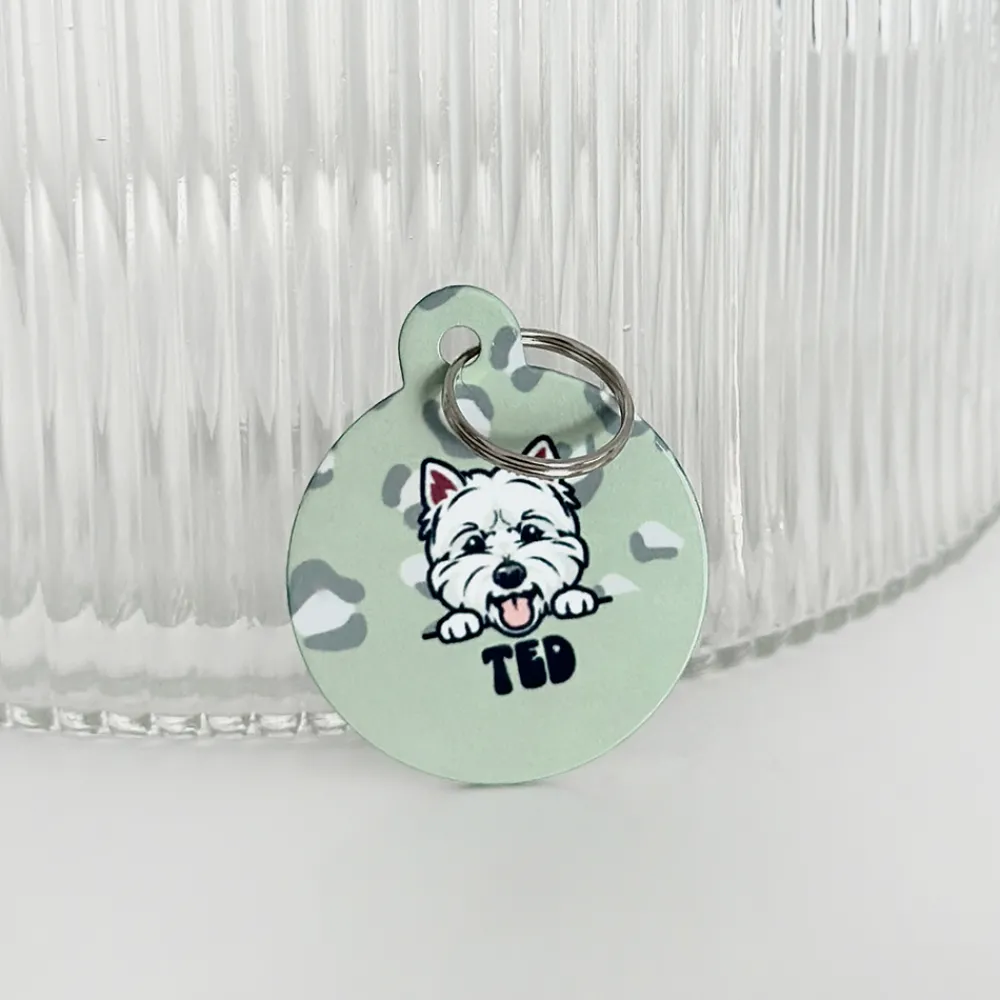 Cocopup Personalised Id Tags-Personalised Dog Cartoon ID Tag - Sage Leopard