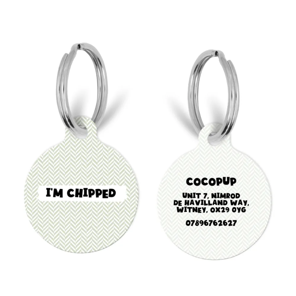 Cocopup Cat Id Tags | Id Tag-Personalised Text ID Tag - Sage Tweed