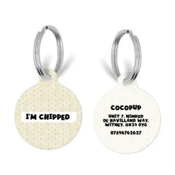 Cocopup Personalised Id Tags | Cat Id Tags-Personalised Text ID Tag - Cable Knit Vanilla Puppuccino
