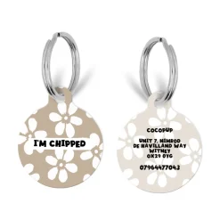 Cocopup Personalised Id Tags | Cat Id Tags-Personalised Text ID Tag - Mocha Flower
