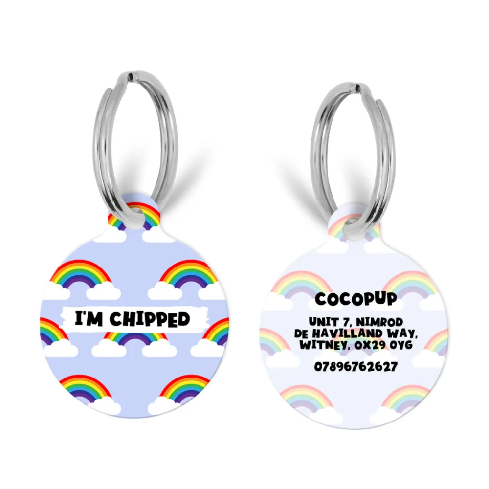 Cocopup Personalised Id Tags | Cat Id Tags-Personalised Text ID Tag - Over the Rainbow