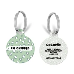 Cocopup Personalised Id Tags-Personalised Text ID Tag - Sage Leopard