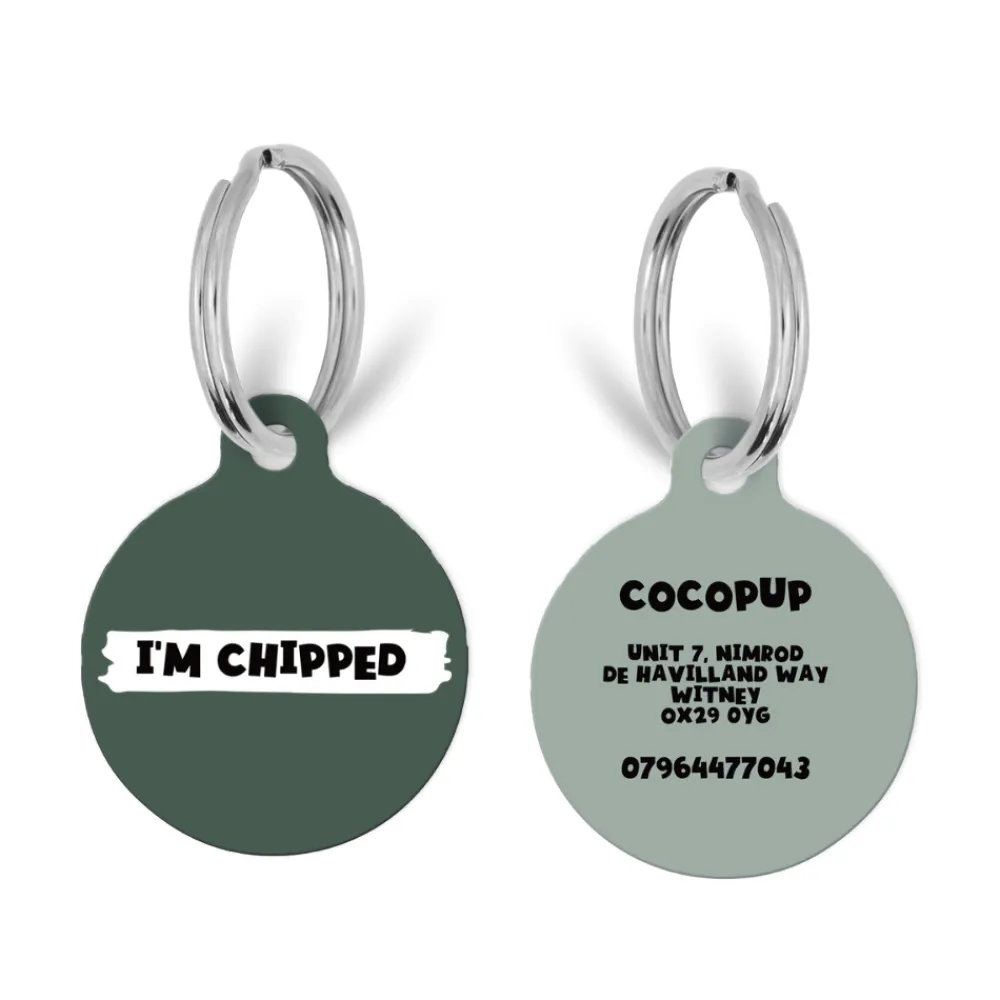 Cocopup Personalised Id Tags-Personalised Text ID Tag - Khaki