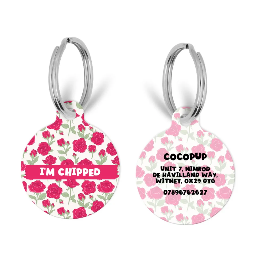 Cocopup Personalised Id Tags | Cat Id Tags-Personalised Text ID Tag - Barkquet of Roses