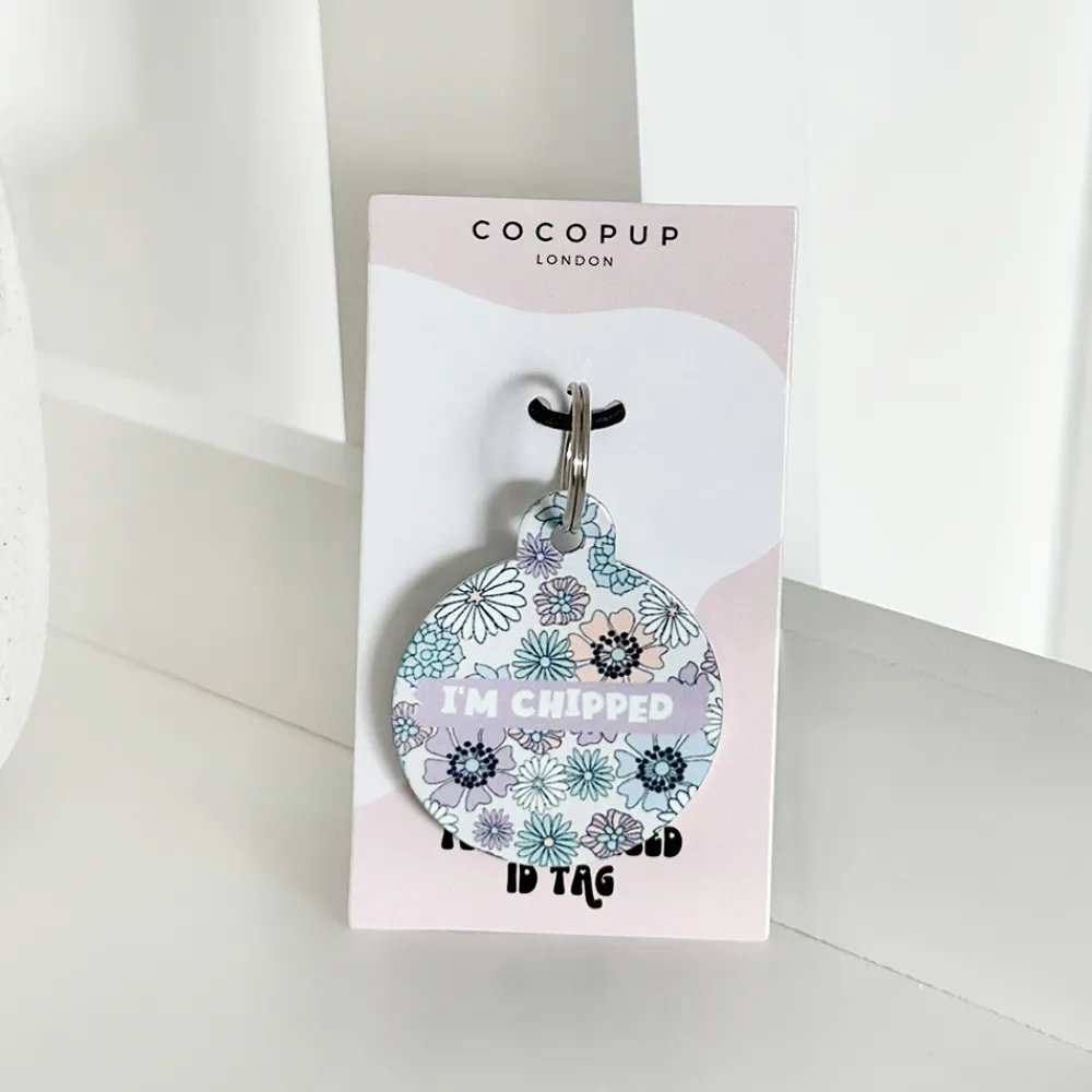 Cocopup Personalised Id Tags-Personalised Text ID Tag - Pastel Flowers