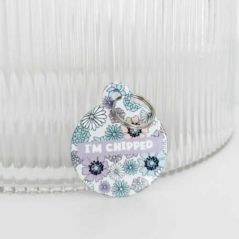 Cocopup Personalised Id Tags-Personalised Text ID Tag - Pastel Flowers
