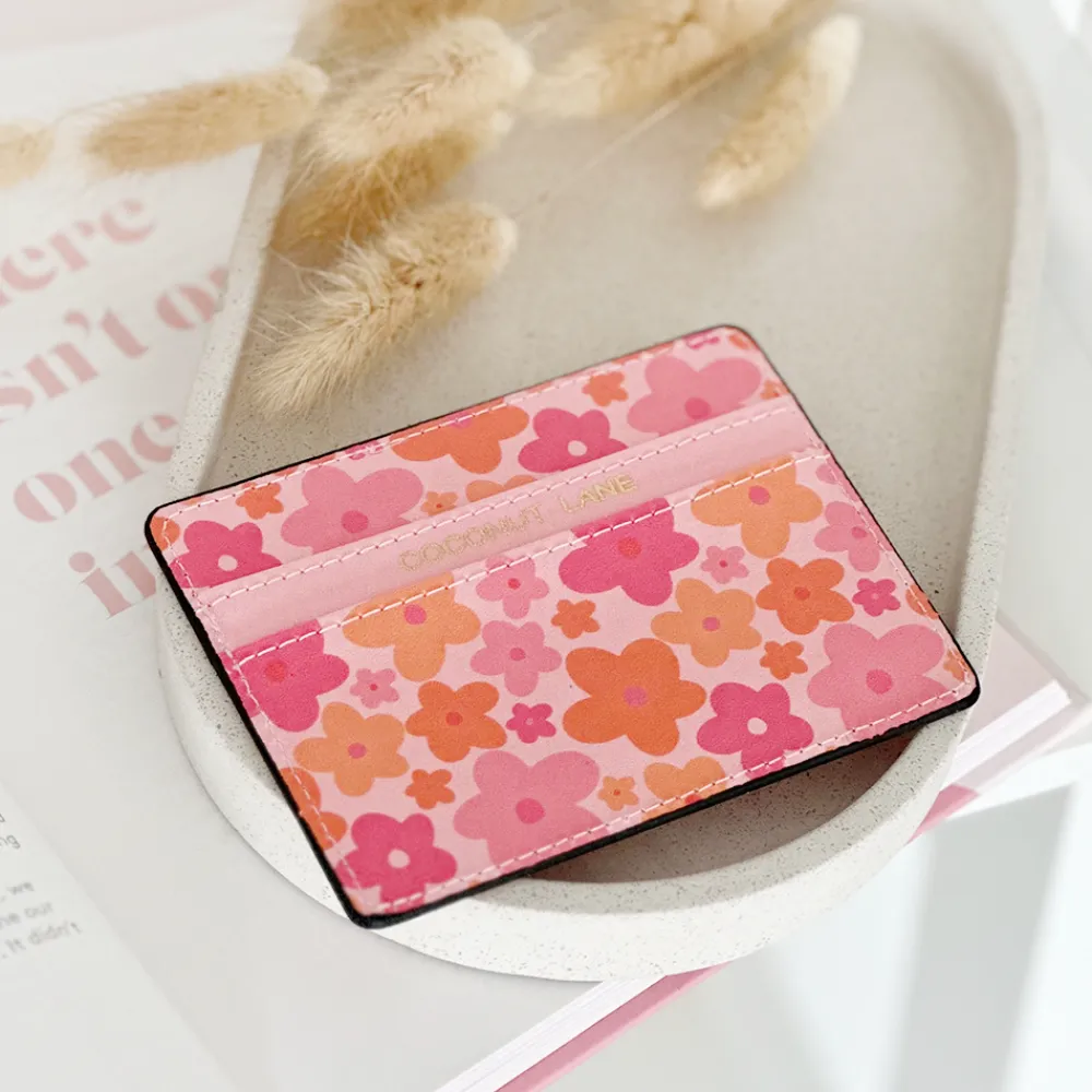 Cocopup Card Holders-Pink & Orange Bloom Card Holder by Coconut Lane