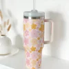 Cocopup Tumblers-Pink & Orange Bloom Stainless Steel Tumbler - By Coconut Lane