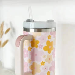 Cocopup Tumblers-Pink & Orange Bloom Stainless Steel Tumbler - By Coconut Lane