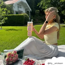 Cocopup Tumblers-Pink & Orange Bloom Stainless Steel Tumbler - By Coconut Lane
