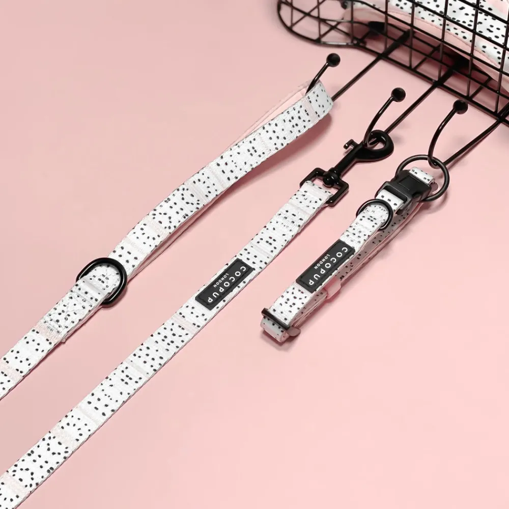 Cocopup Adjustable Harness Bundles-Pink Dalmatian Adjustable Neck Harness, Lead & Collar Bundle