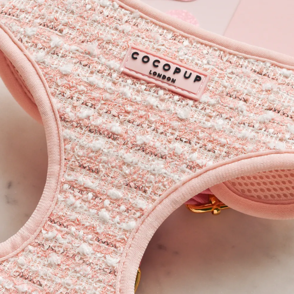 Cocopup Adjustable Neck Harnesses | Special Occassion Harnesses ✨-Pink Textured Tweed Adjustable Neck HARNESS