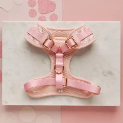 Cocopup Adjustable Harness Bundles | Special Occassion Harnesses ✨-Pink Textured Tweed Adjustable Neck Harness, Lead & Collar Bundle